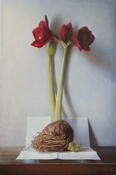 Gregory Blanche: “Amaryllis Bulb,” oil on canvas, 26.3 x 15.7 inches (60 x 40 cm), 2011